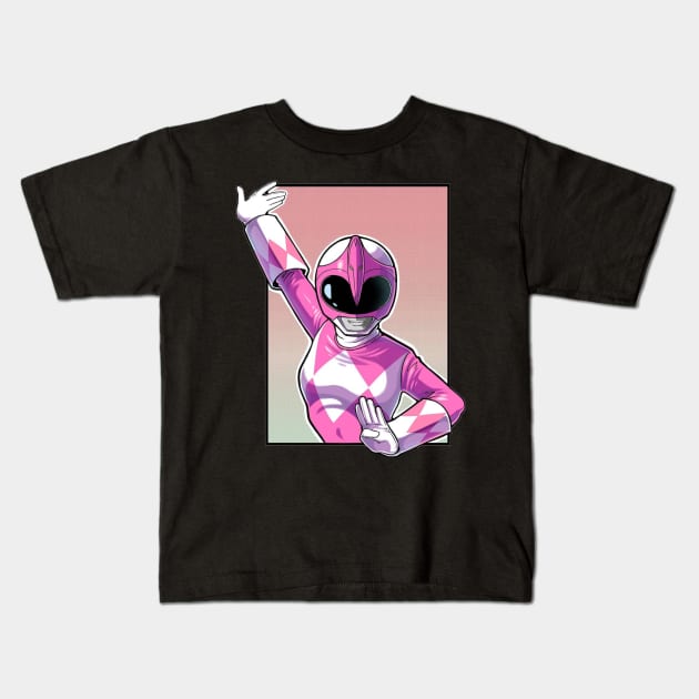 pink ranger Kids T-Shirt by fancy ghost